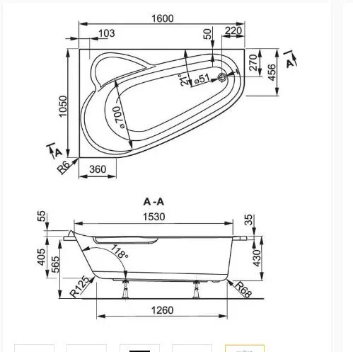 картинка Акриловая ванна Vagnerplast Selena 160 L 