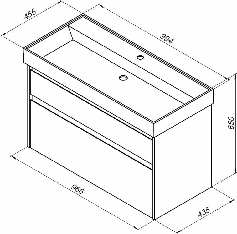 фото Тумба с раковиной Aquanet Nova Lite 100 белый (2 ящика) арт. 00245252 
