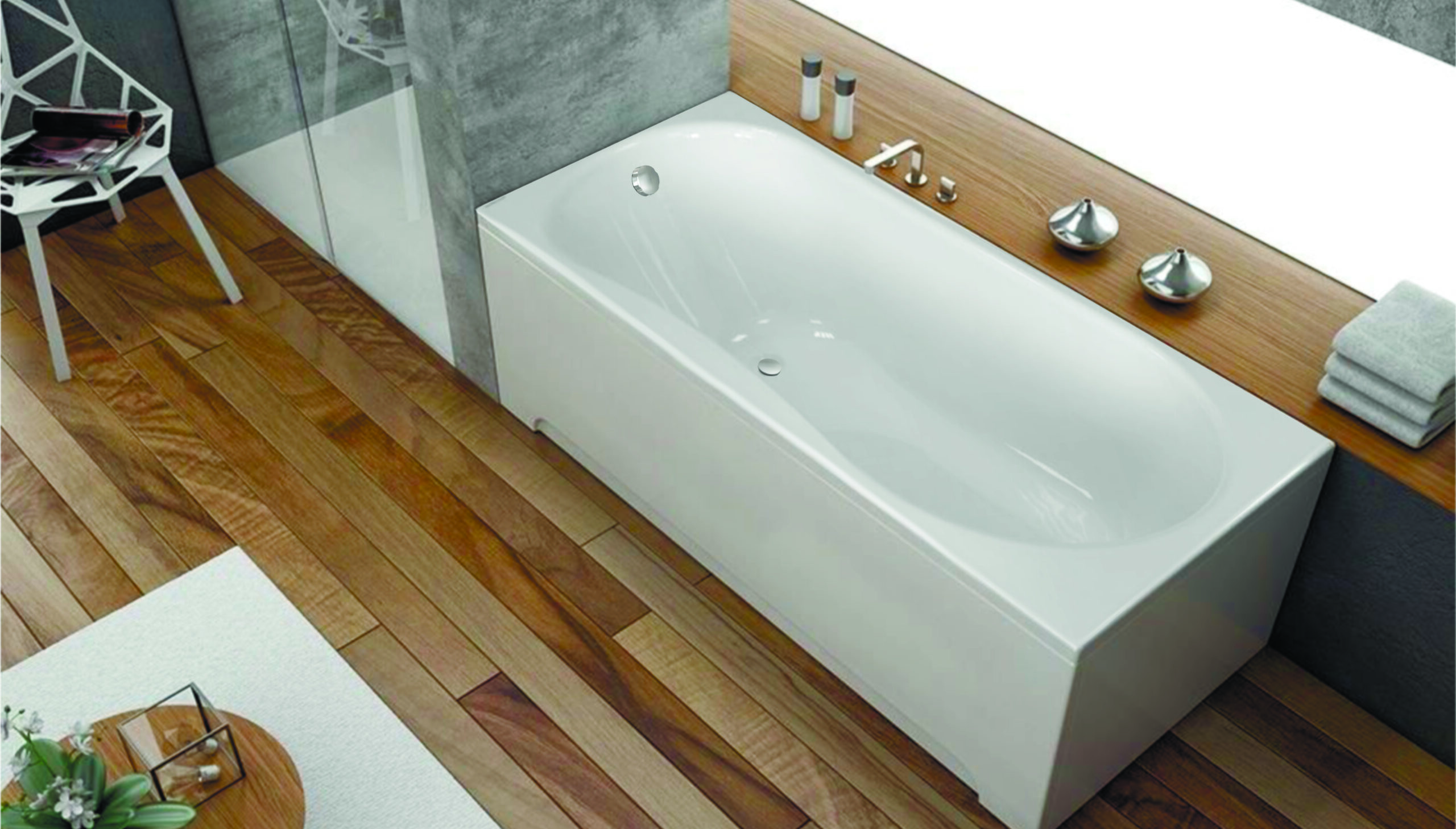 картинка Акриловая ванна Eurolux OLIVE 170x75 с каркасом, экраном и слив-переливом 
