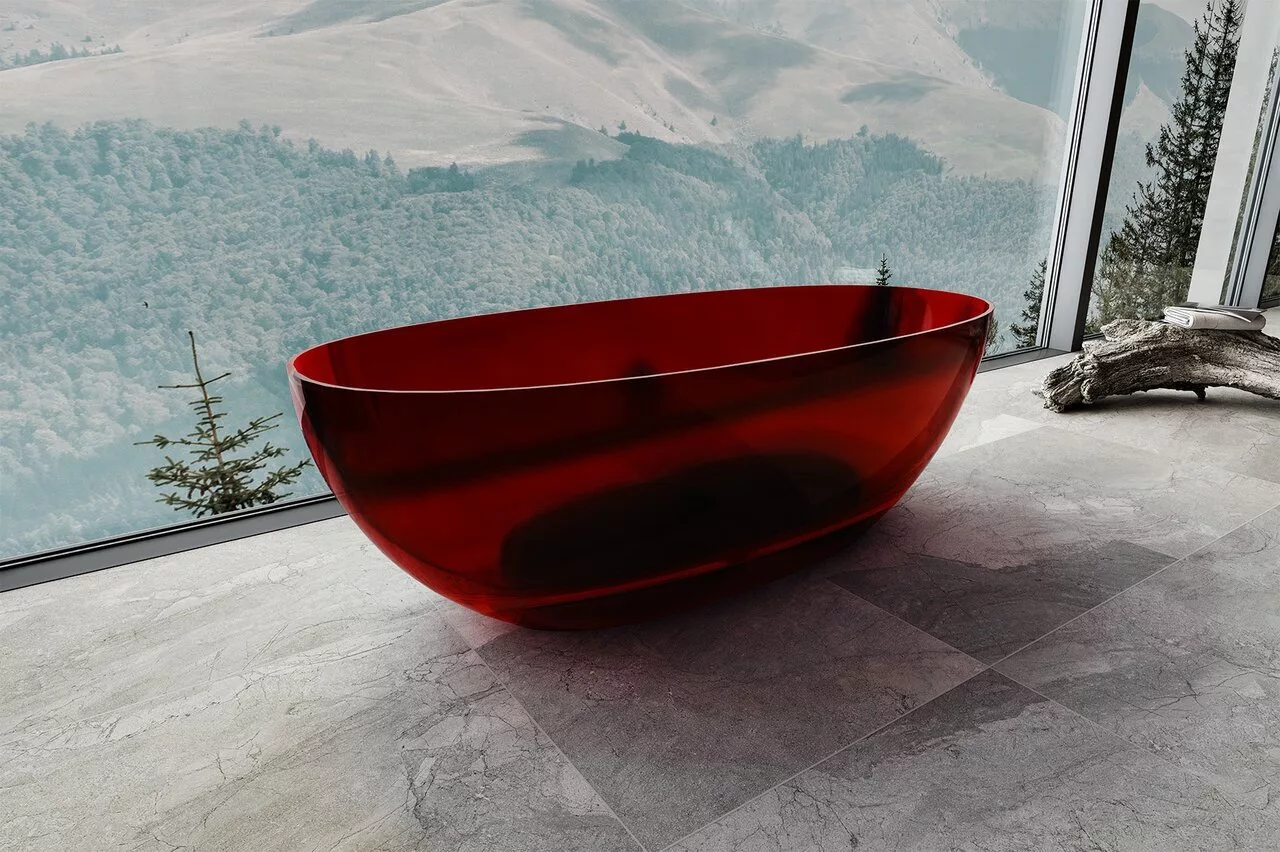 картинка Прозрачная ванна ABBER Kristall AT9703Rubin красная 