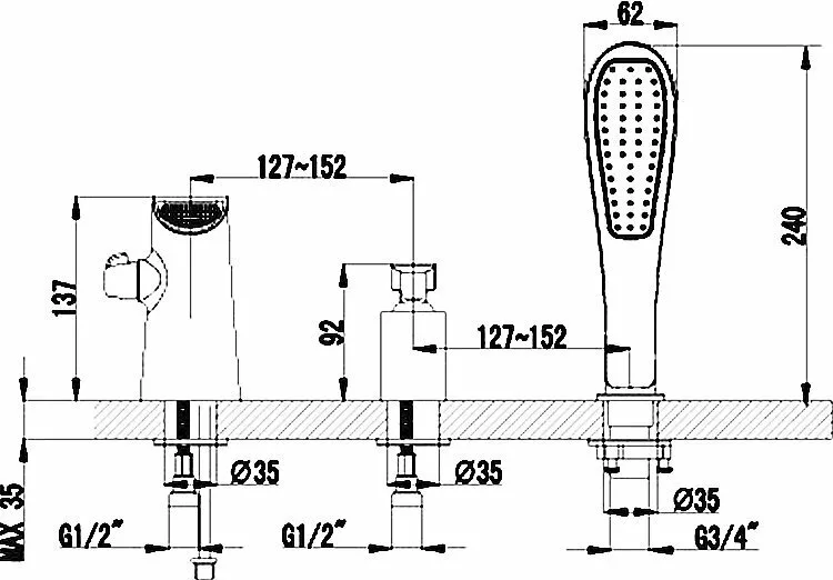 картинка Смеситель на борт ванны Lemark Melange LM4945CW 
