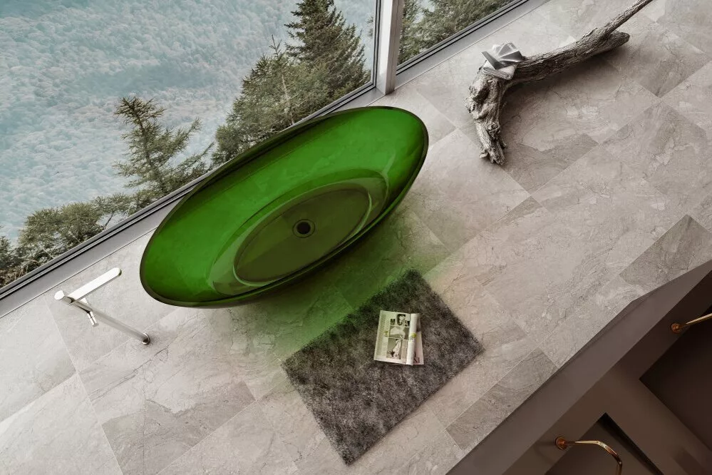 картинка Прозрачная ванна ABBER Kristall AT9702Emerald зеленая 