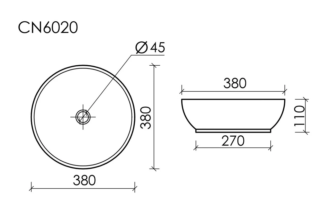 картинка Накладная раковина Ceramicanova Element CN6020 цвет белый 37х37 см 