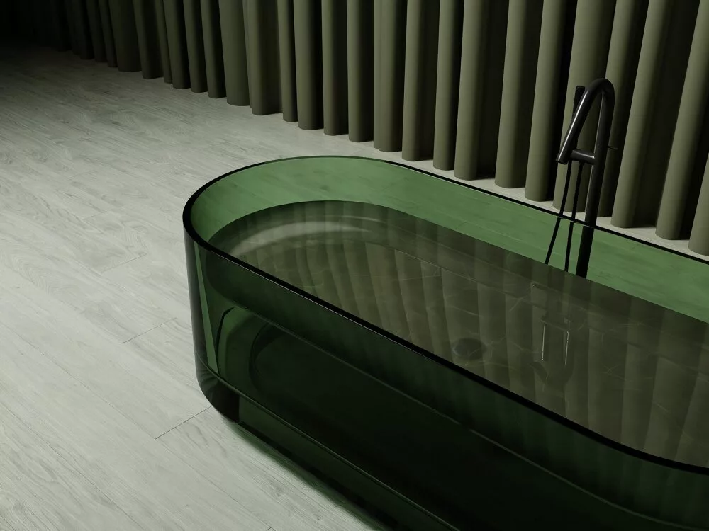 картинка Прозрачная ванна ABBER Kristall AT9708Emerald зеленая 