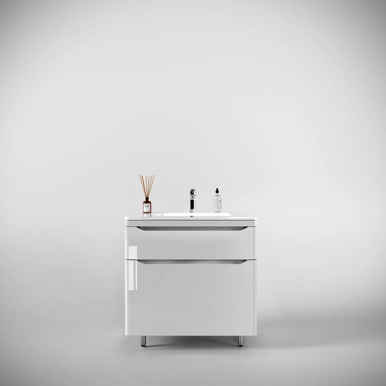 фото Тумба напольная Style Line El Fante Марелла 80 Люкс антискрейтч белый глянец 