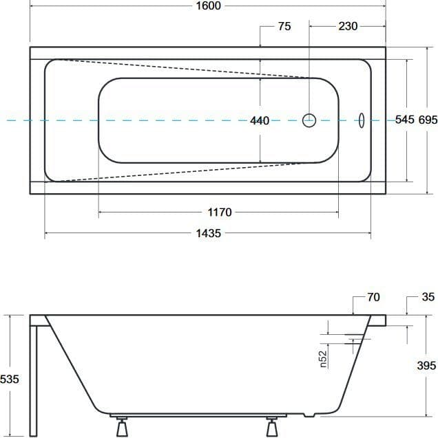 картинка Акриловая ванна Besco Modern 160x70 с каркасом KMP16070 