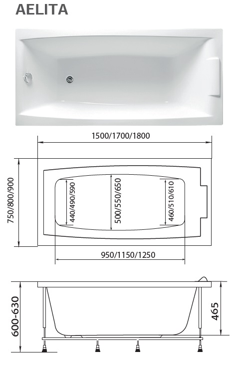 картинка Ванна Marka One AELITA 150x75 с каркасом 