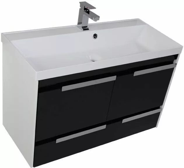 фото Тумба с раковиной Aquanet Тиволи 100 черный арт. 00213019 