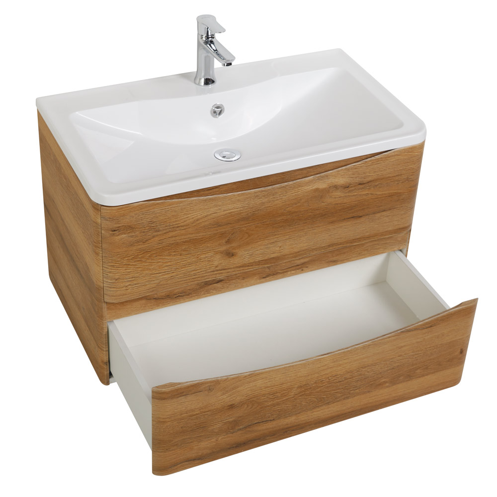 фото Тумба с раковиной подвесная BelBagno ACQUA 80 Rovere Rustico, раковина белая 
