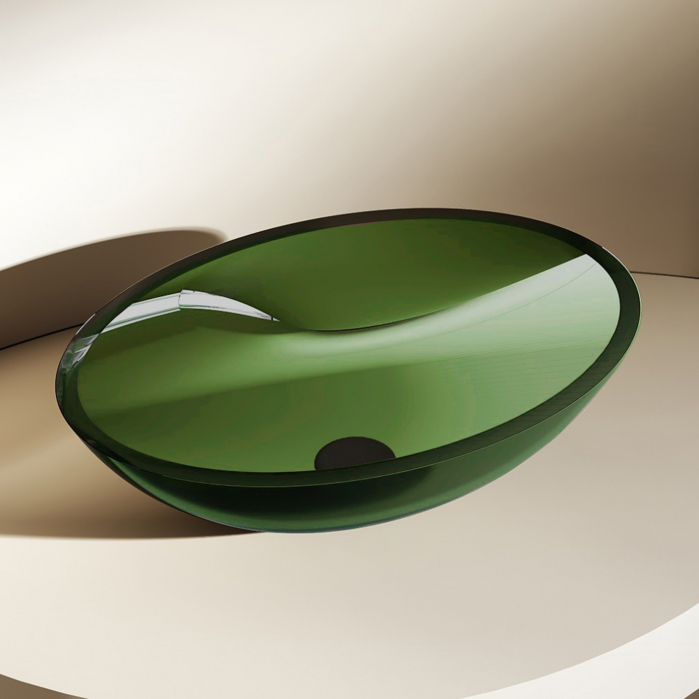 картинка Раковина накладная прозрачная ABBER Kristall AT2802Emerald зеленая 