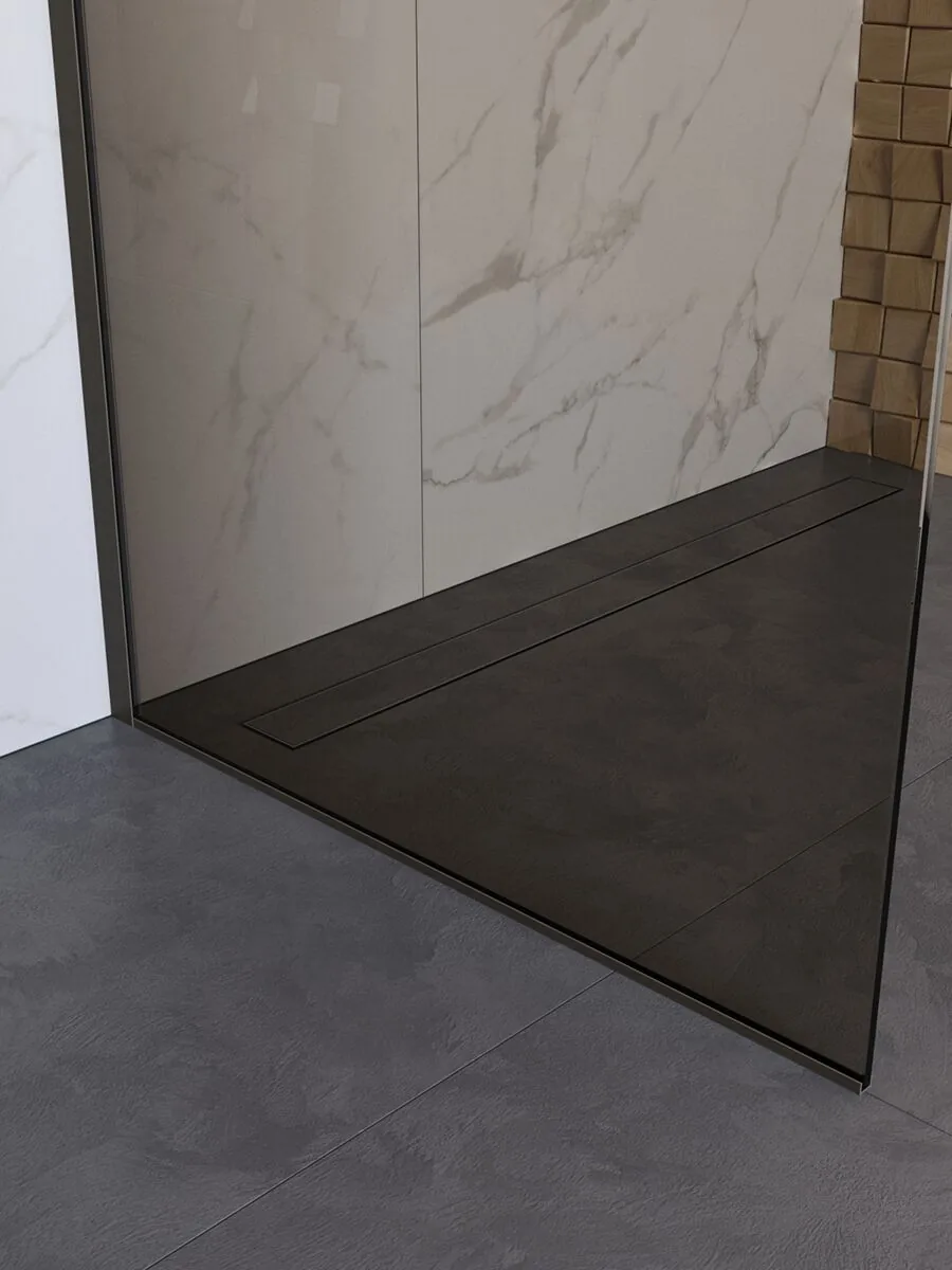фото Душевая перегородка BelBagno UNO-L-1-TB-100-BR-GM 