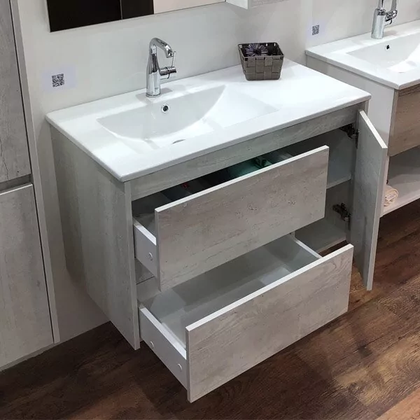 фото Тумба с раковиной Comforty Бремен 90 дуб белый 