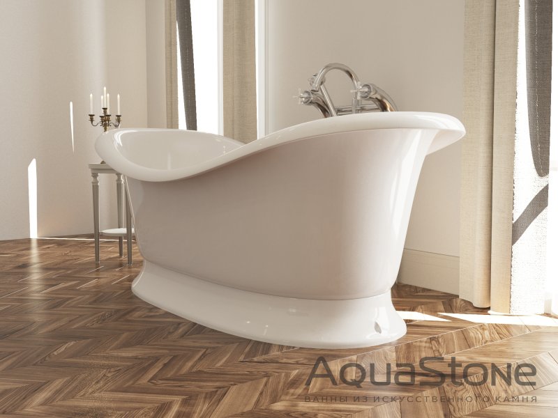 картинка Мраморная ванна AquaStone Лиона на подиуме 