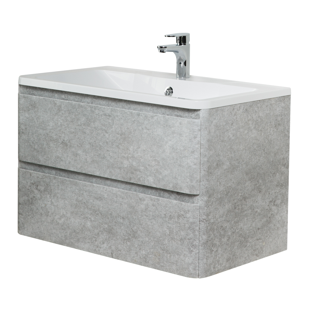 фото Тумба с раковиной подвесная BelBagno ALBANO 100 Cemento Verona Grigio, раковина белая 