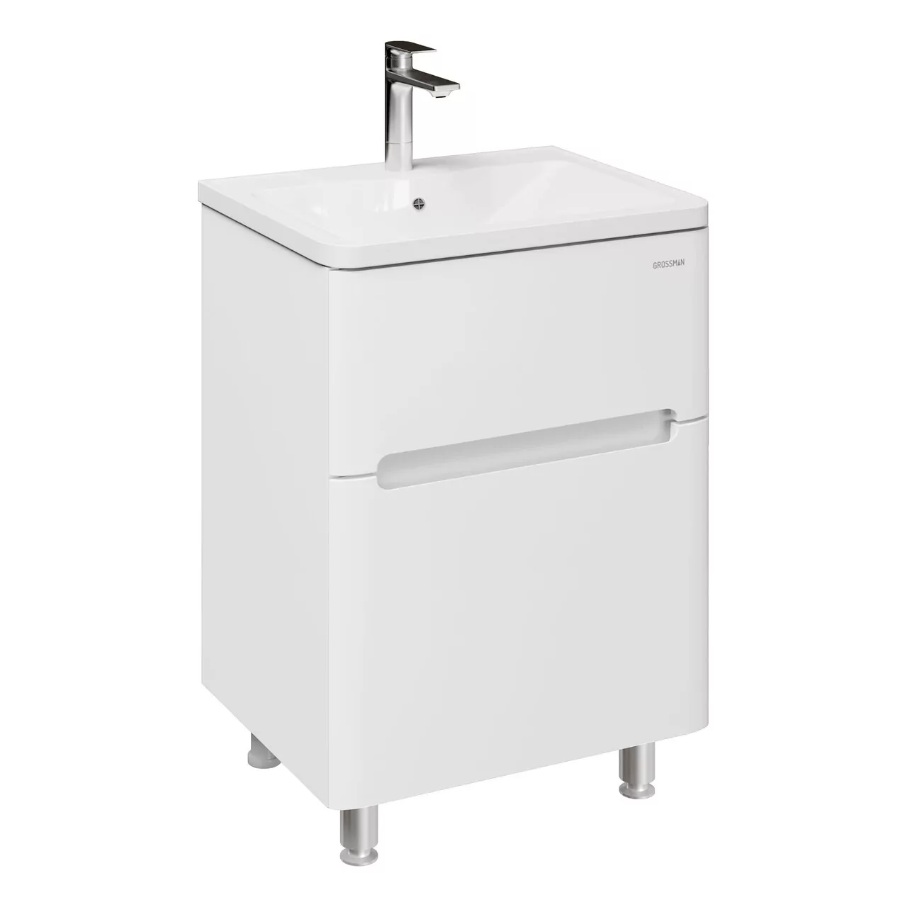 фото Тумба напольная Grossman АДЕЛЬ-НОРМА-60 см с 2-я ящиками белая под умывальник Aдель-60 