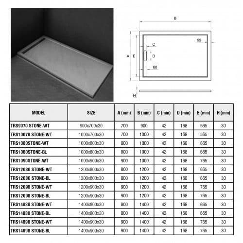 фото Душевой поддон WeltWasser WW TRS 12090 Stone-BL черный 