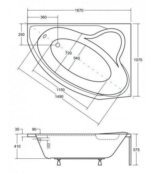 картинка Акриловая ванна Besco Delfina 166x107 P с ножками Stel 