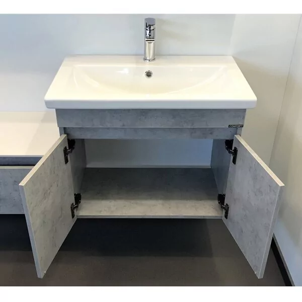 фото Тумба с раковиной Comforty Осло 70 бетон светлый подвесная 