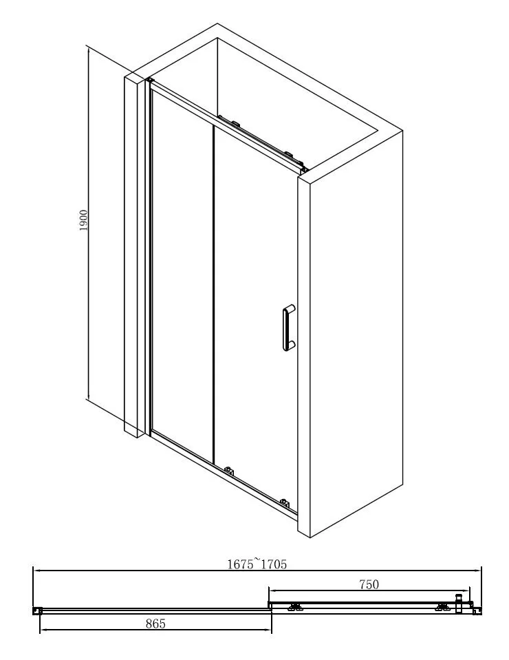 картинка Душевая дверь ABBER Schwarzer Diamant AG30170B 