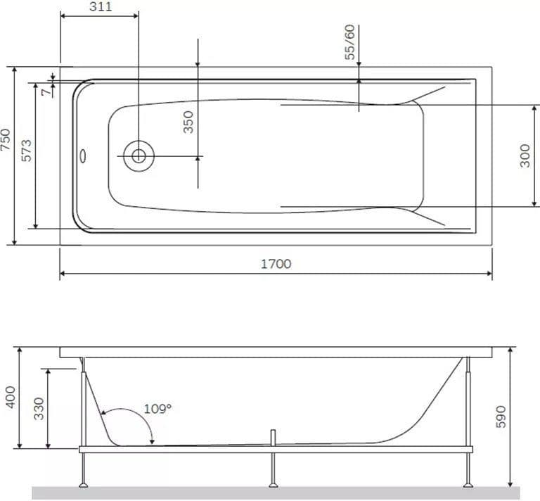 картинка Акриловая ванна AM.PM Gem 170x75 