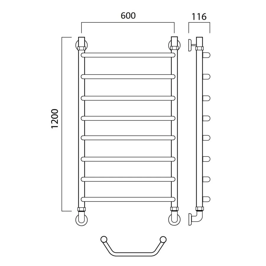 картинка Полотенцесушитель водяной ТРАПЕЦИЯ 120х60 Aquanerzh 03-00A12060 