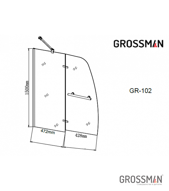 картинка Шторка для ванны Grossman GR-102 