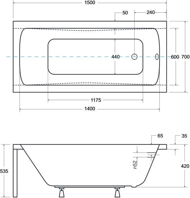 картинка Акриловая ванна Besco Optima 150x70 