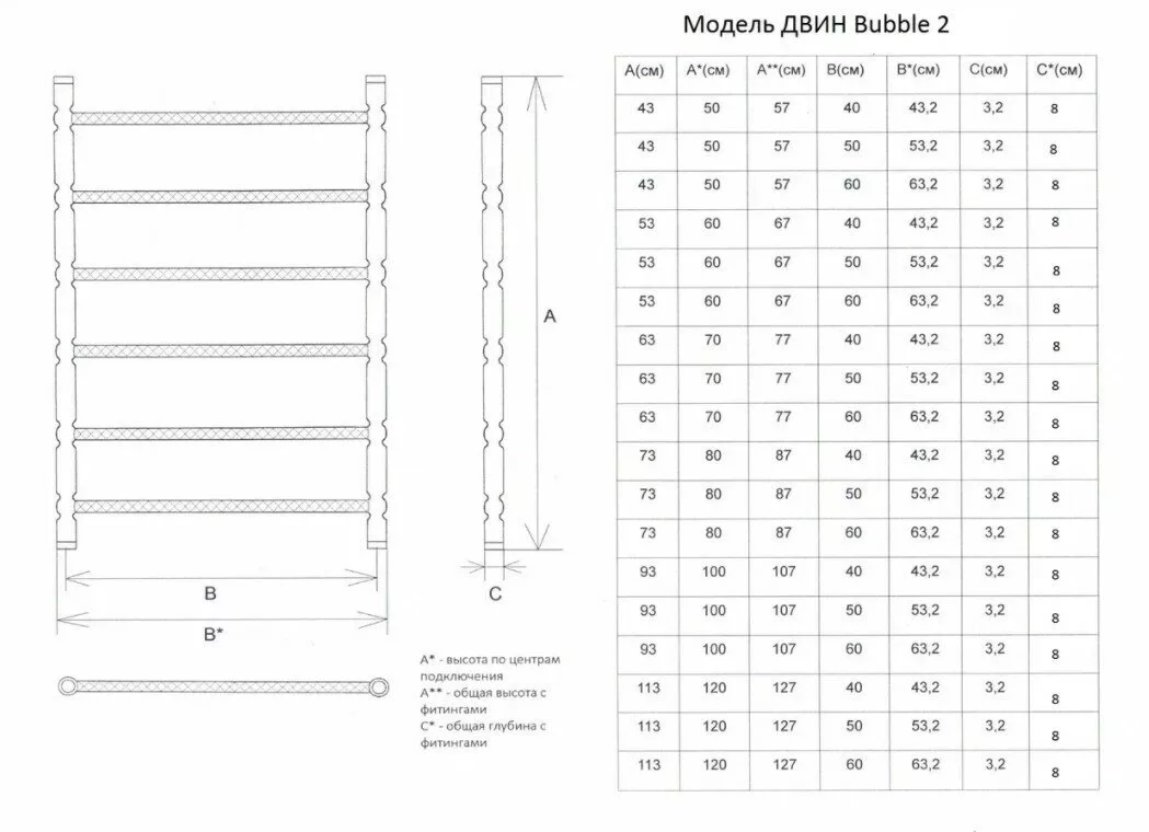 картинка Полотенцесушитель Двин Bubble 2 electro 100/60 1"-1/2" Электрический  ТЭН справа К эл, Состаренная бронза (4627170784477) 