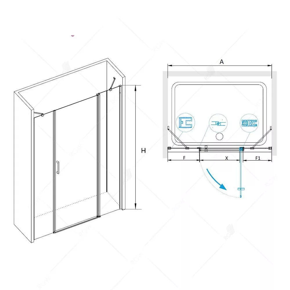 картинка Душевая дверь RGW LE-09 (LE-04 + Z-09) 06120913-11 