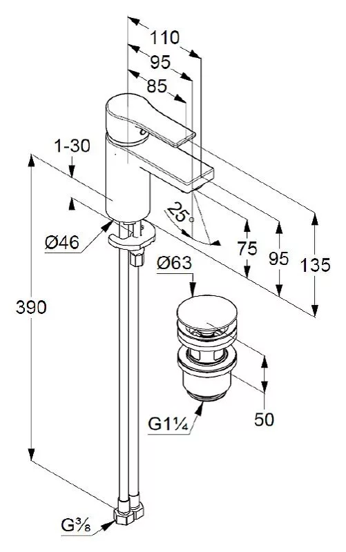 картинка Смеситель для раковины Kludi Kludi Zenta SL 482660565, хром 