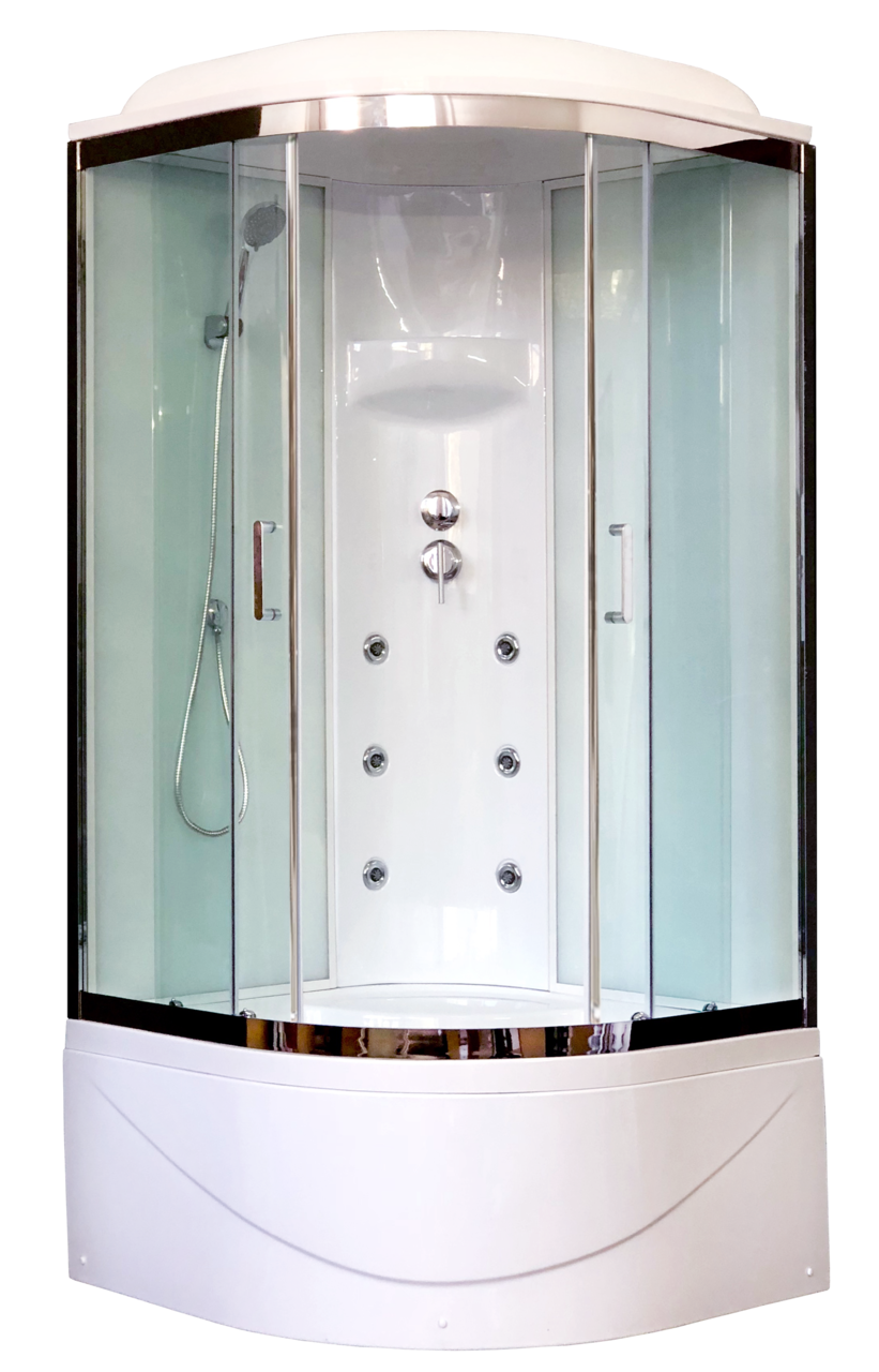 картинка Душевая кабина Royal Bath 100BK3-WT-CH (белое/прозрачное) 100x100x217 