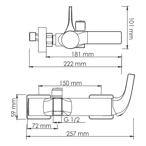 картинка Смеситель для ванны с коротким изливом WasserKRAFT Sauer 7101 