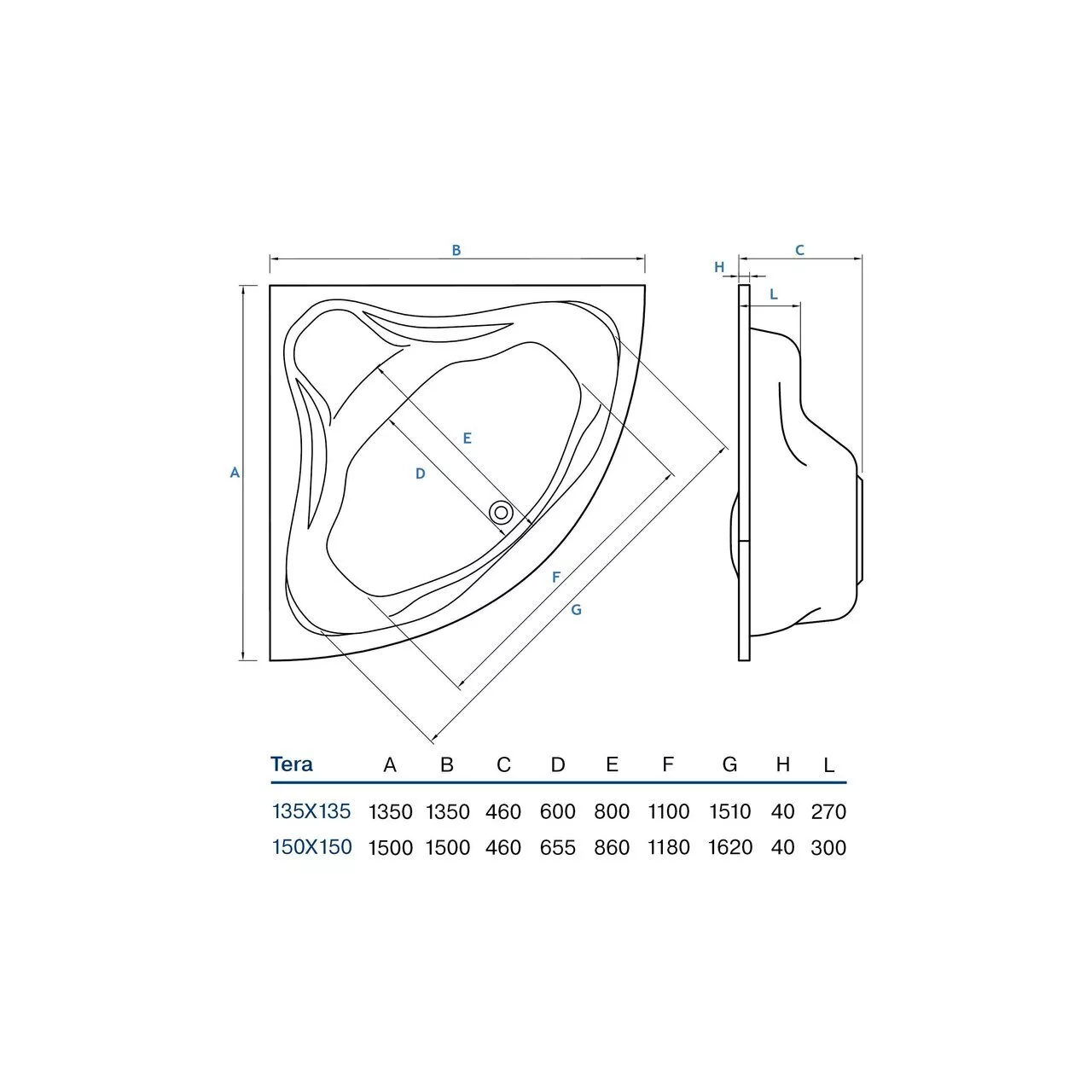 картинка Акриловая ванна Koller Pool Tera 150X150 