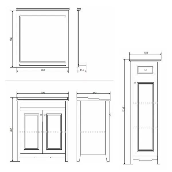 фото Шкаф-пенал Comforty Тбилиси 40 белый глянец 