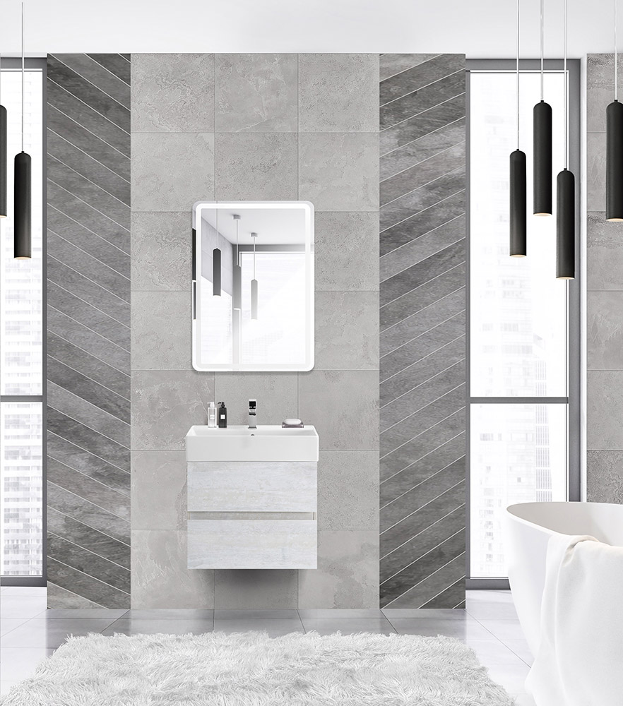 фото Тумба с раковиной подвесная Cezares MOLVENO 46 60 Legno Bianco, раковина белая 