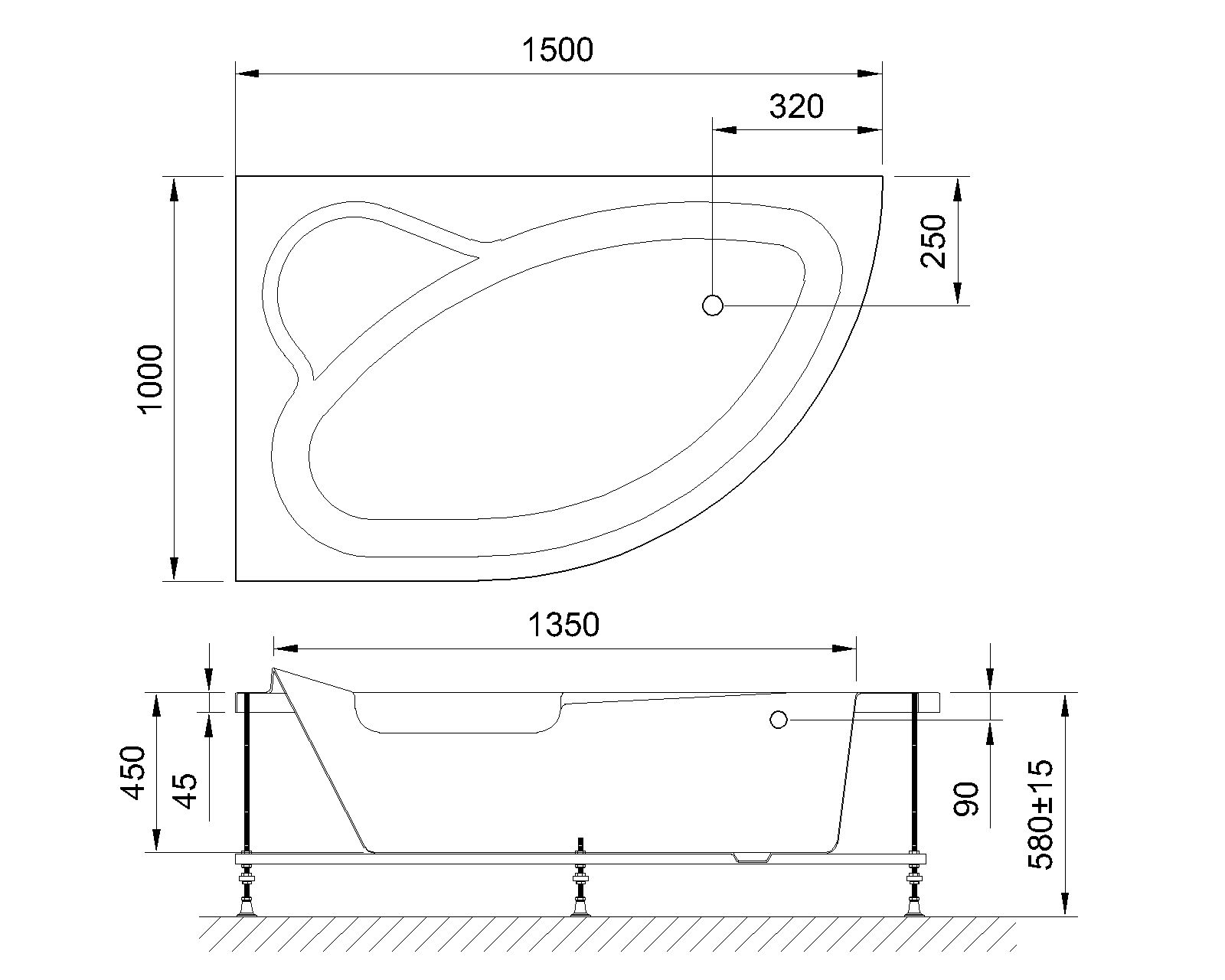 картинка Гидромассажная ванна Royal Bath ALPINE DE LUXE 150x100x58L 