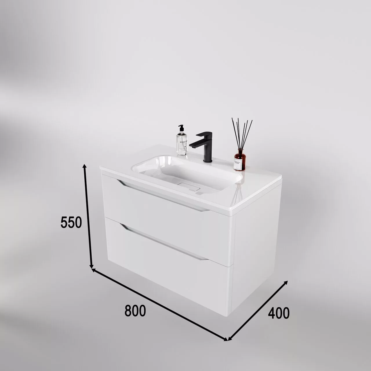 картинка Тумба подвесная Style Line El Fante Марелла 80 Люкс антискрейтч белый матовый  в ванную комнату