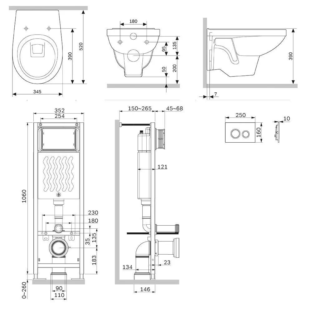 картинка Инсталляция Am.Pm ErgoFit IS110151.DX77C1738 с клавишей L глянцевый хром с унитазом Jupiter с сиденьем микролифт 
