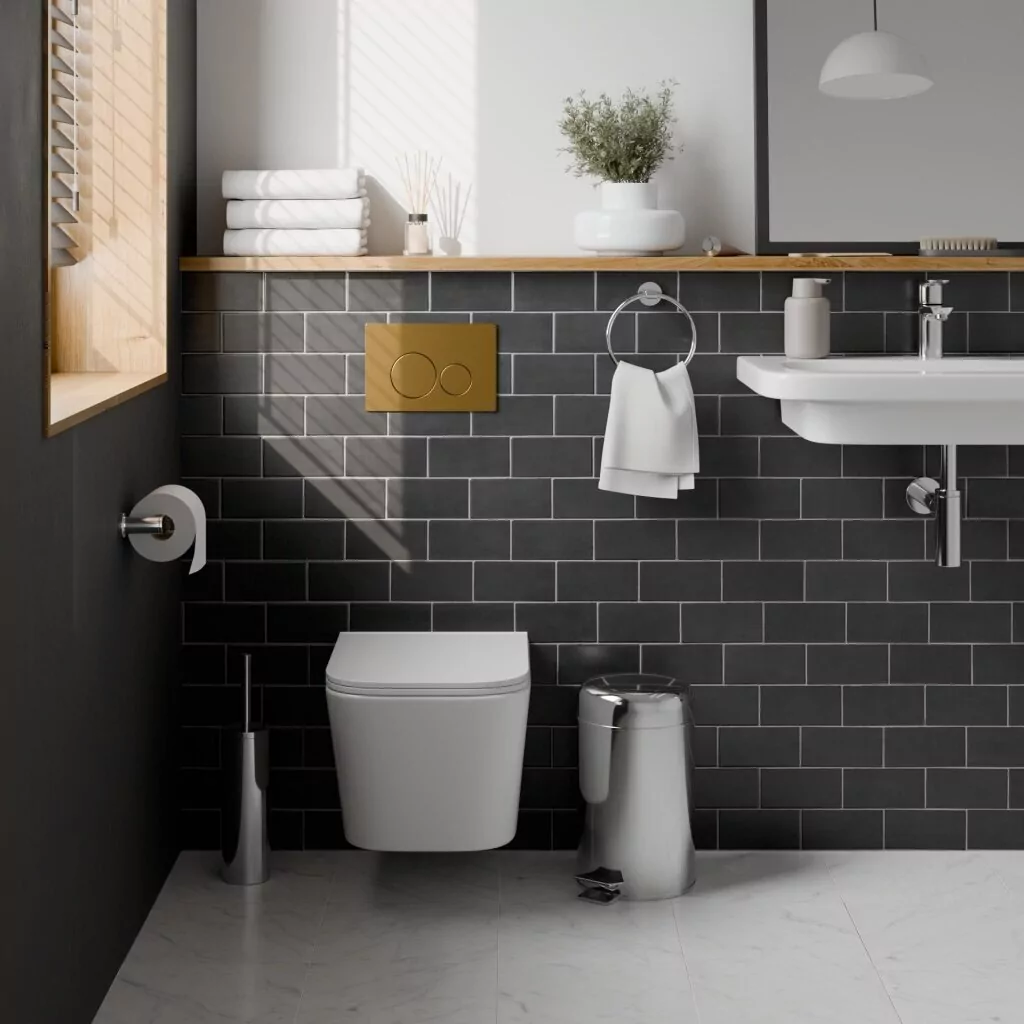 картинка Комплект 3 в 1 IBERICA BLANCA инсталляция с унитазом TOLEDO ALTO IB.TLA.234.1B1 клавишей золото матовый INOX-O IB.B081.005.003 