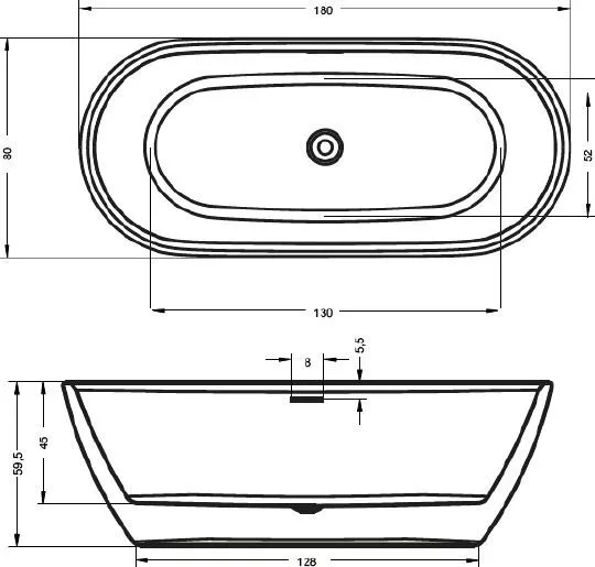 картинка Акриловая ванна Riho Inspire FS 180x80 