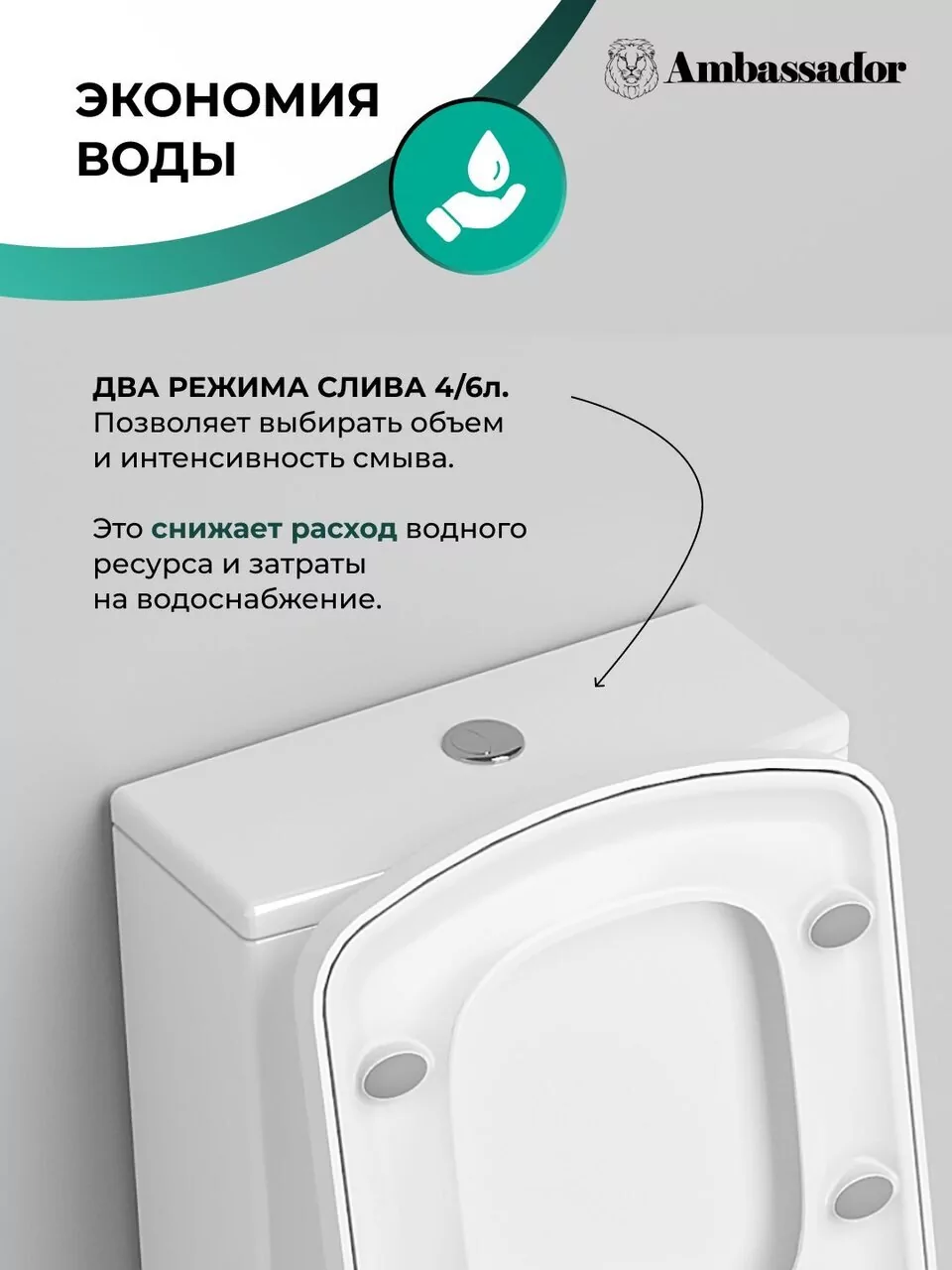 картинка Унитаз Ambassador Kingston 147K19002RS 620х360х810 напольный безободковый с тонкой крышкой 