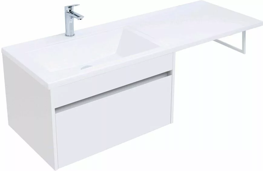 фото Тумба с раковиной Aquanet Токио 130 L белый (подвесная, 1 ящик) арт. 00239217 