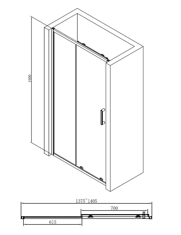 картинка Душевая дверь ABBER Schwarzer Diamant AG30140B 