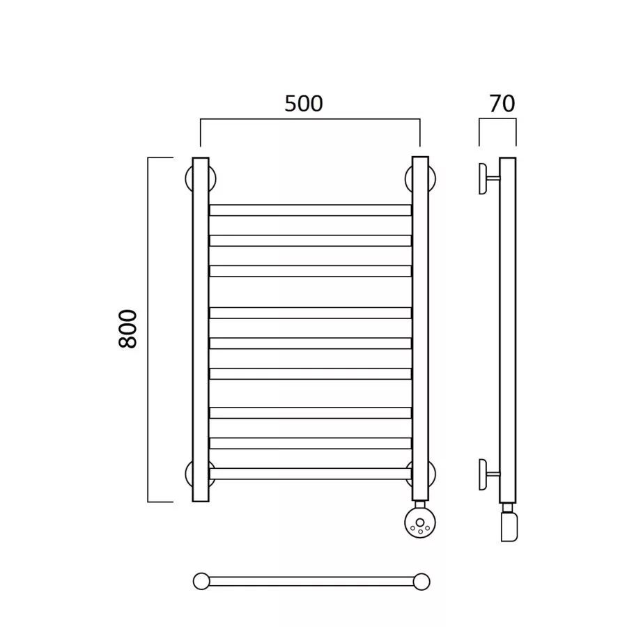 картинка Полотенцесушитель электрический ПРЯМАЯ групповая 80х50 ПРАВЫЙ Aquanerzh 00-12A8050_R 