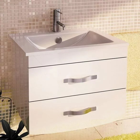 фото Тумба с раковиной Comforty Лаура 75-2 белый глянец 