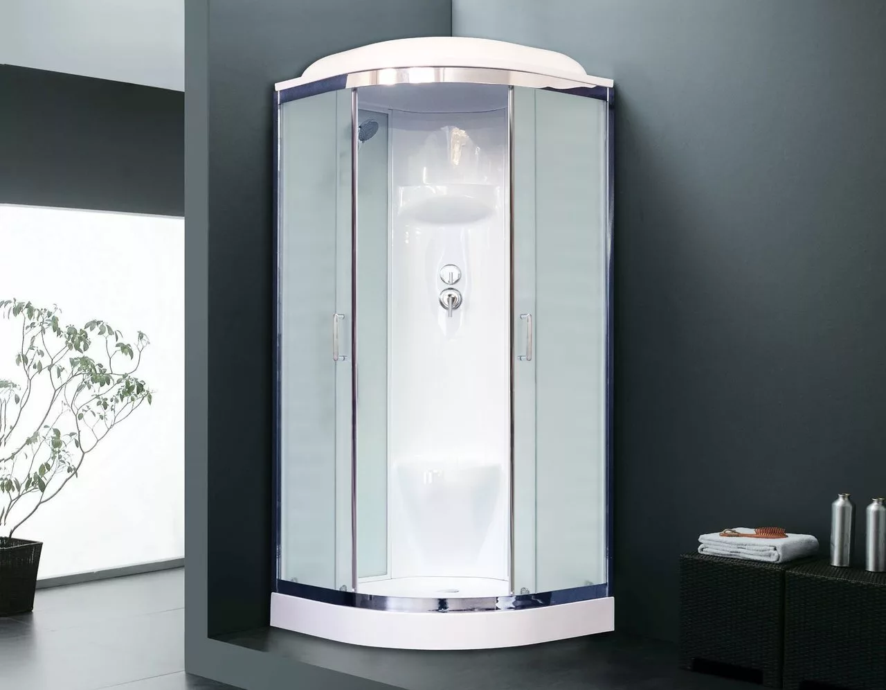 картинка Душевая кабина Royal Bath 90HK6-WC-CH (белое/матовое) 90x90x217 