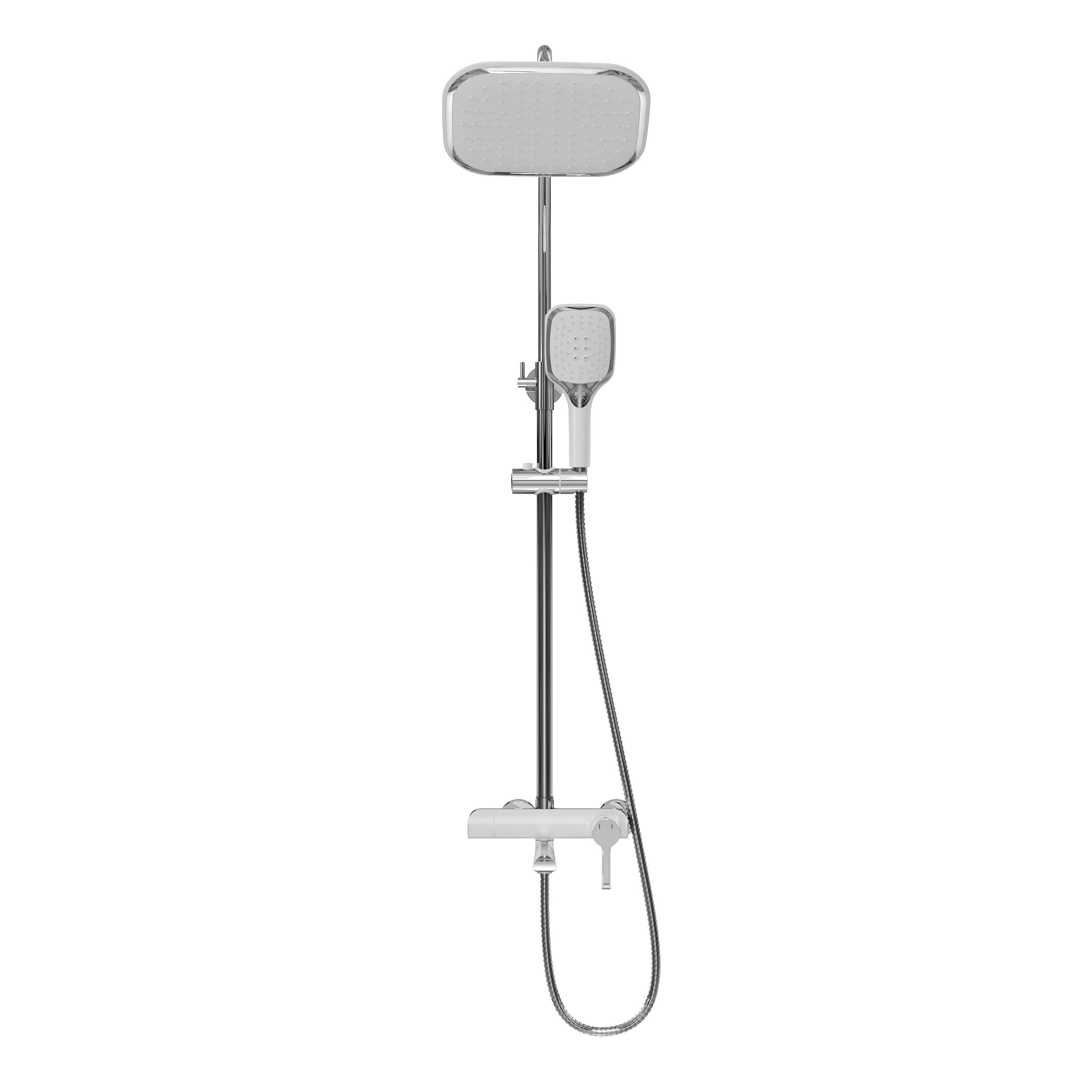 картинка Душевая стойка Grossman Alba 500.K35.06.100/000 с верхним душем ручной лейкой и смесителем хром с белым 