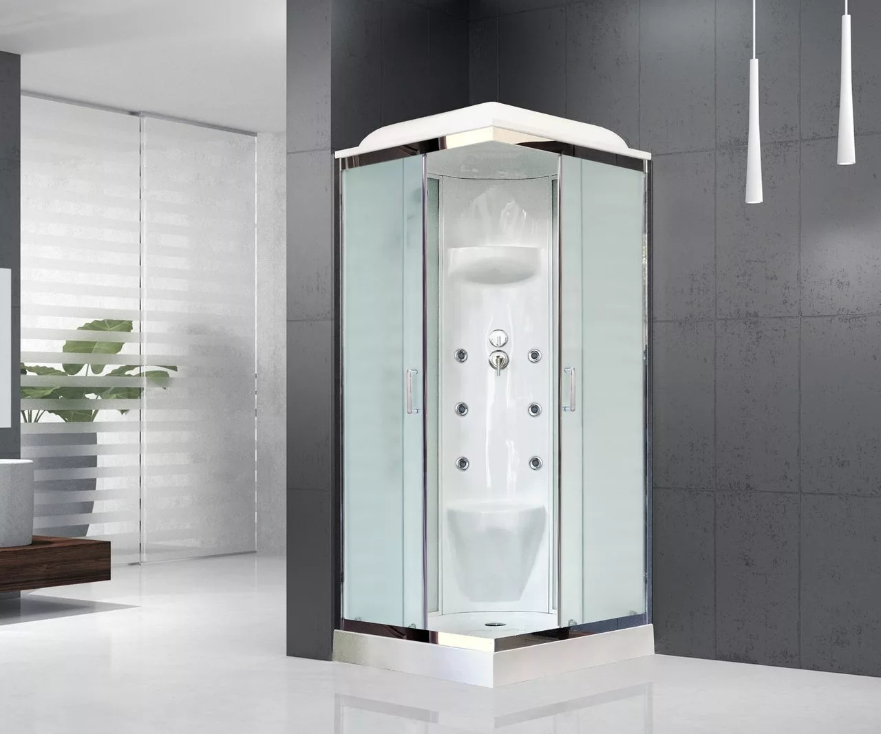 картинка Душевая кабина Royal Bath 80HP7-WC-CH (белое/матовое) 80x80x217 