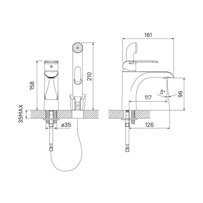 картинка Смеситель IDDIS Calipso CALSB00i08 для раковины, с гигиеническим душем 