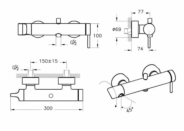 картинка Смеситель VitrA Origin A4261926 для ванны с душем, медный 